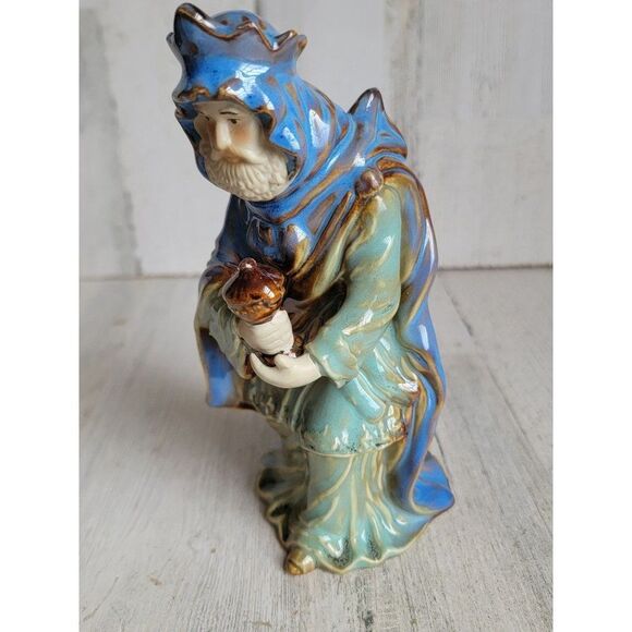 Ceramic nativity scene 3 Kingsman blue figure religious Bible - Picture 6 of 7